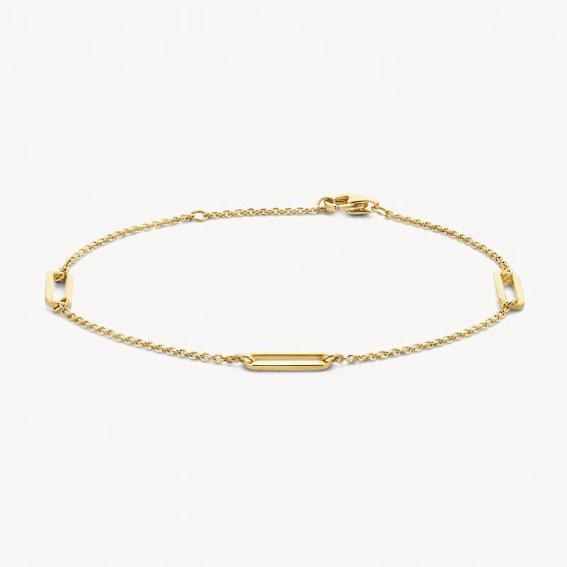 Armband mit feiner Gliederkette und Gliederelementen aus 585er Gold