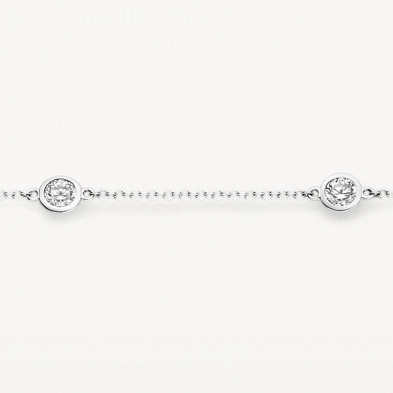 Armband mit fünf Zirkonia 4 mm in glatter Fassung aus 585er Weißgold