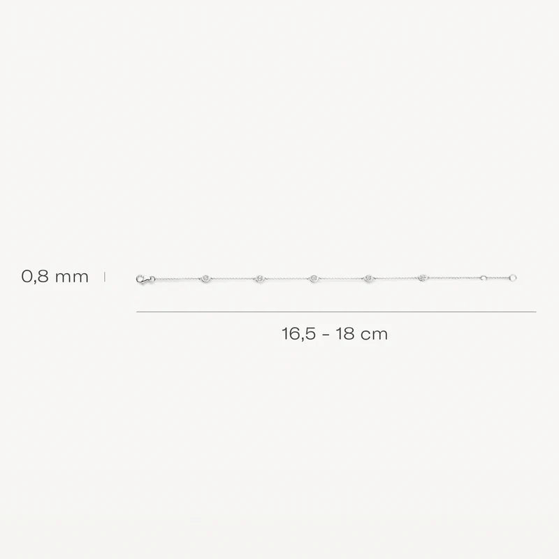Armband mit fünf Zirkonia 4 mm in glatter Fassung aus 585er Weißgold