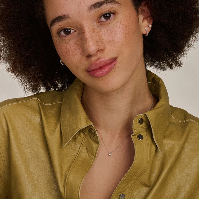 Halskette aus 585er Weißgold mit Zirkonia-Anhänger in Chaton-Fassung 4 mm