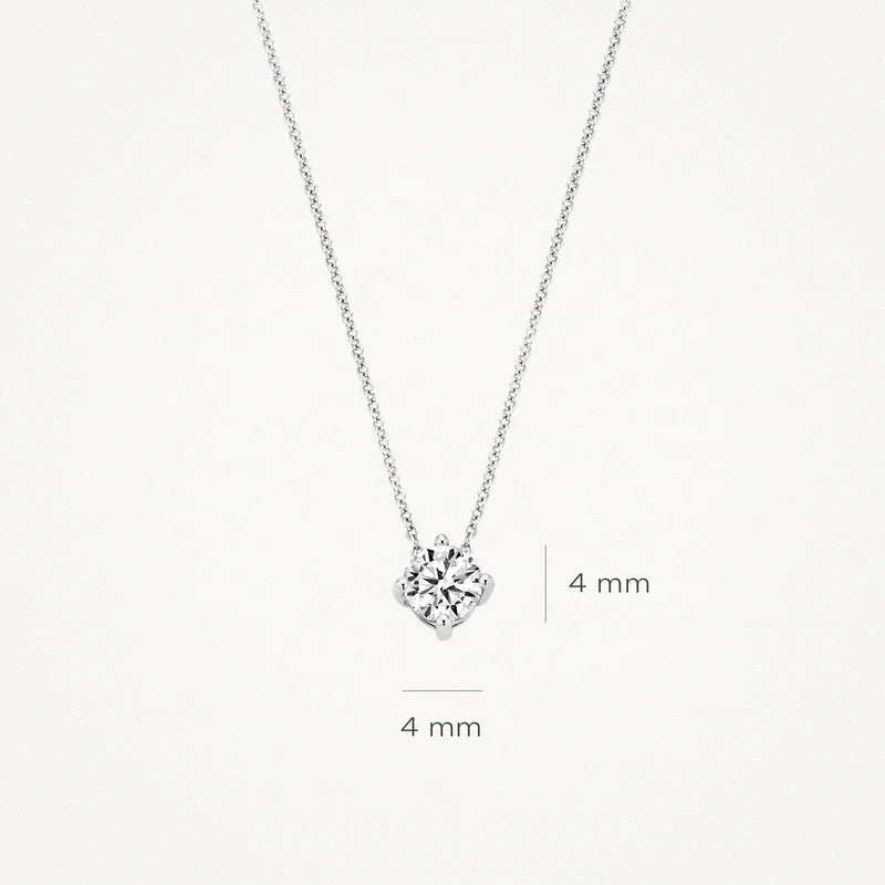 Halskette aus 585er Weißgold mit Zirkonia-Anhänger in Chaton-Fassung 4 mm