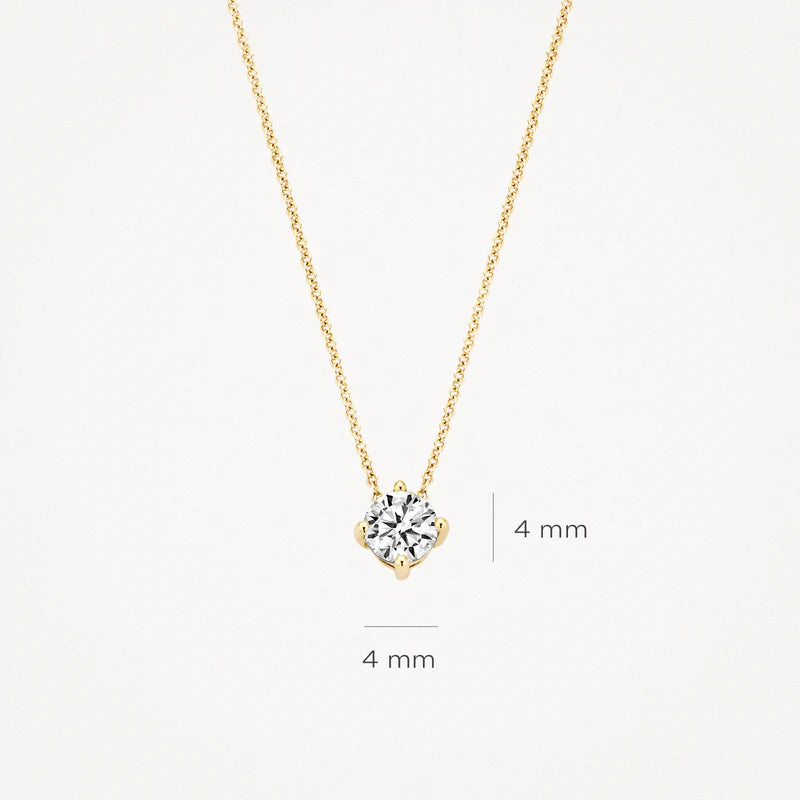 Halskette aus 585er Gold mit Zirkonia-Anhänger in Chaton-Fassung 4 mm