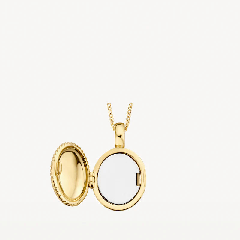 Ovales Medaillon aus 585er Gold mit Kordelrand 17 mm