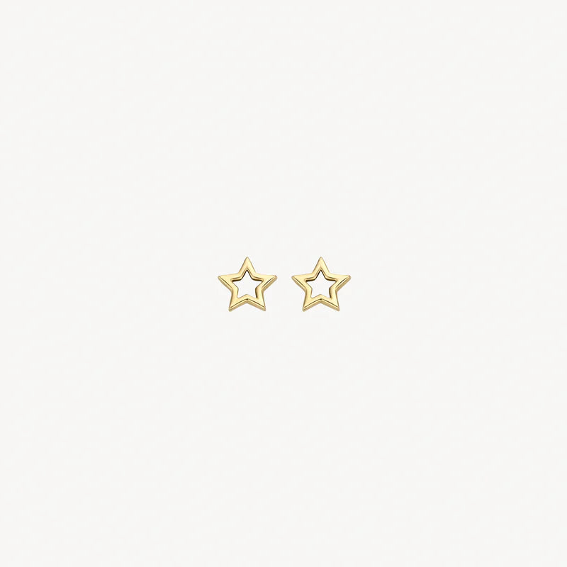Sternförmiger Ohrstecker aus 585er Gold flach 4,8 mm