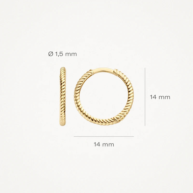 Creolen aus 585er Gold mit Kordeloptik 14 mm