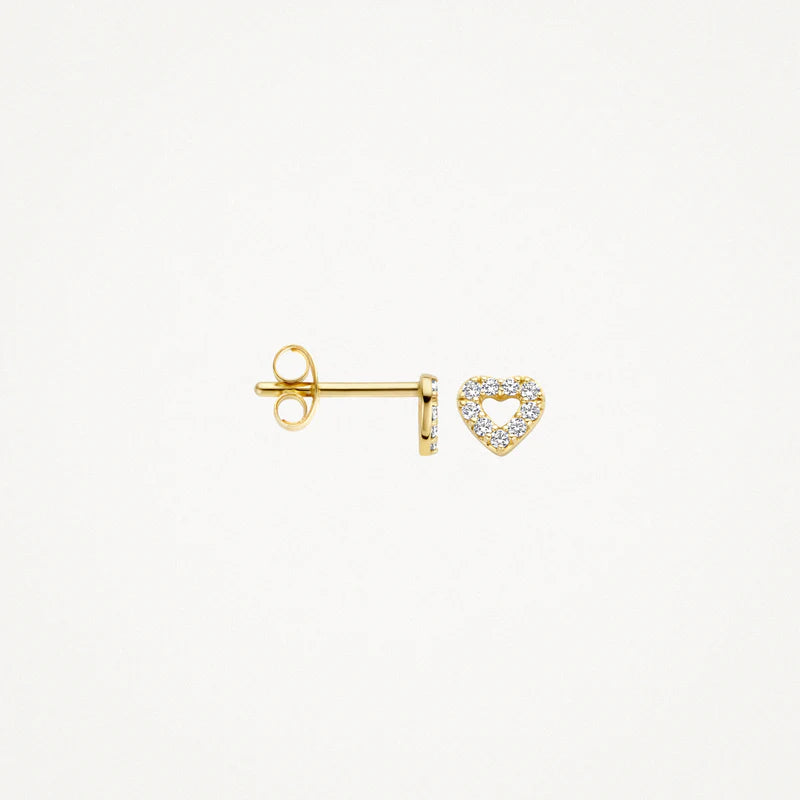 Herz Ohrstecker - 585er Gelbgold mit zirkonia