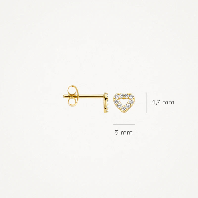 Herz Ohrstecker - 585er Gelbgold mit zirkonia