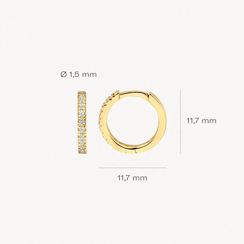 Creolen aus 585er Gold mit Pavé-Zirkonia 11,7 mm