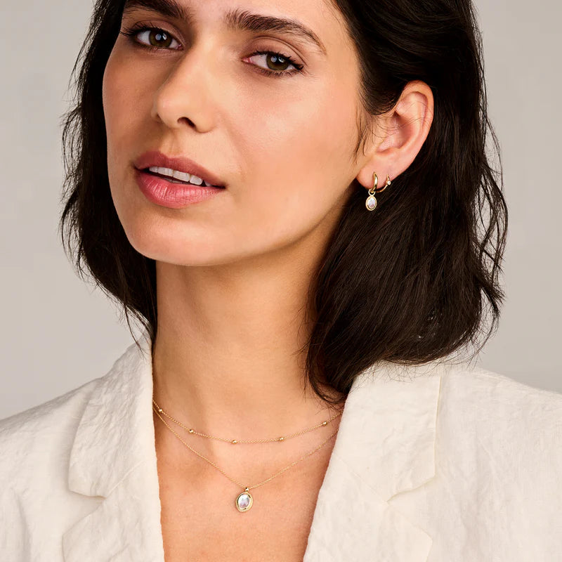 Charms für die Ohren - 585er Gelbgold mit Perlmutt und reinem Quarz